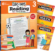 180 Days™: Reading, Math, Writing, & Language for Grade 3: 4-Book Set