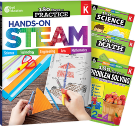 180 Days™: STEAM, Science, Math, & Problem Solving Grade K: 4-Book Set