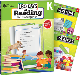 180 Days™: Reading, Writing and Math for Grade K: 3-Book Set