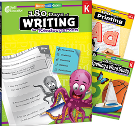 180 Days™: Writing, Spelling, & Printing Grade K: 3-Book Set