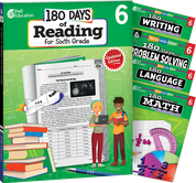 180 Days™: Reading, Math, Problem Solving, Writing, & Language for Grade 6: 5-Book Set