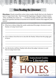 Holes Close Reading and Text-Dependent Questions