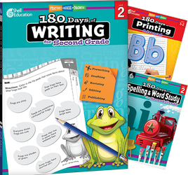 180 Days™: Writing, Spelling, & Printing Grade 2: 3-Book Set