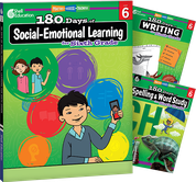 180 Days™: Social-Emotional Learning, Writing, & Spelling Grade 6: 3-Book Set